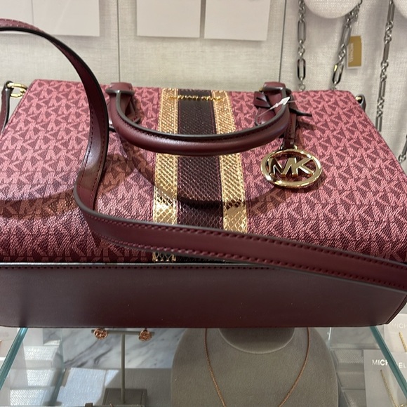 Michael Kors Sheila Medium Signature Logo and Metallic Satchel Crossbody… - Picture 8 of 16